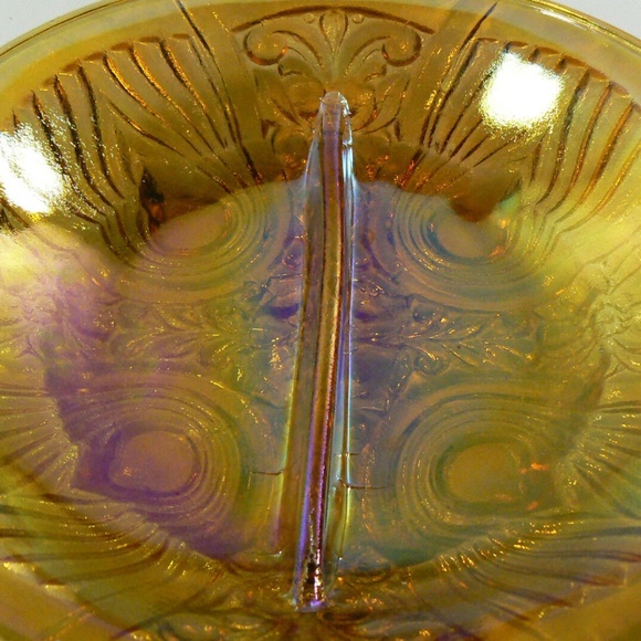 Carnival glass Indiana Killarney Pattern Divided relish nut candy dish plate - Picture 2 of 9